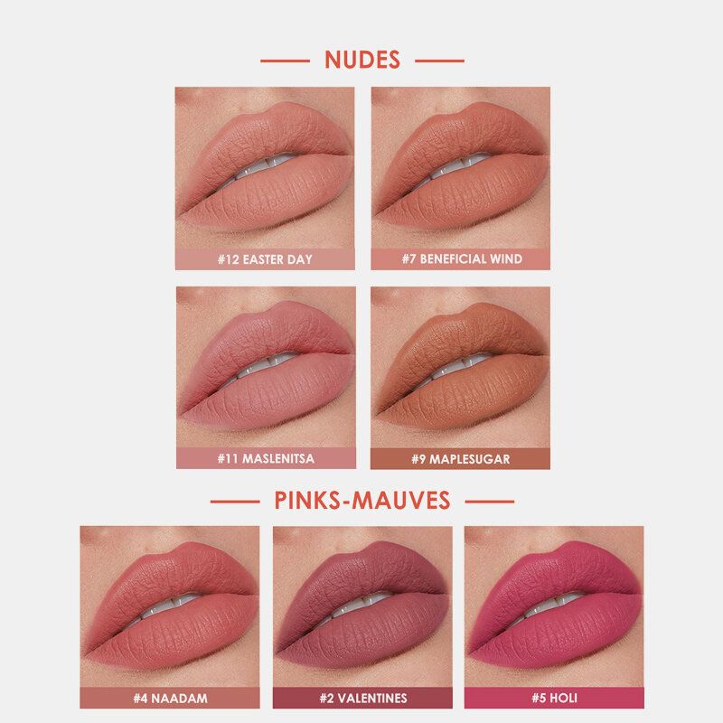 12 Farger Bærbar Matt Leppestift Langvarig Fuktighetsgivende Nude Velvet Lipstick Lip Cosmetic