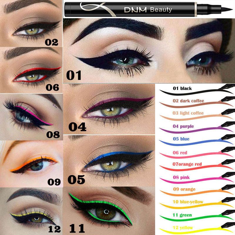 12 Farger Flytende Eyeliner Pen Fluorescens Langvarig Vanntett Pen Eye Makeup