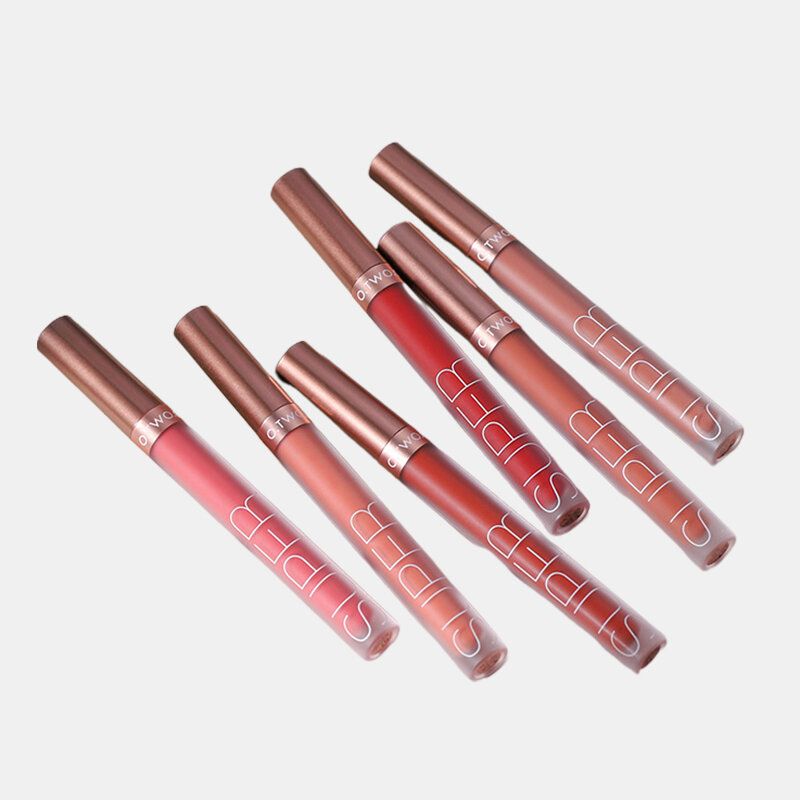 12 Farger Velvet Matte Lip Gloss Non-stick Cup Non-fading Varig Vanntett Flytende Lip Glaze