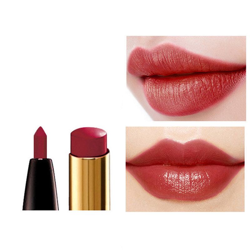 2 I 1 Leppestift Med Dobbel Hode Fuktighetsgivende Glatt Pen Langvarig Lip Liner Lip Makeup