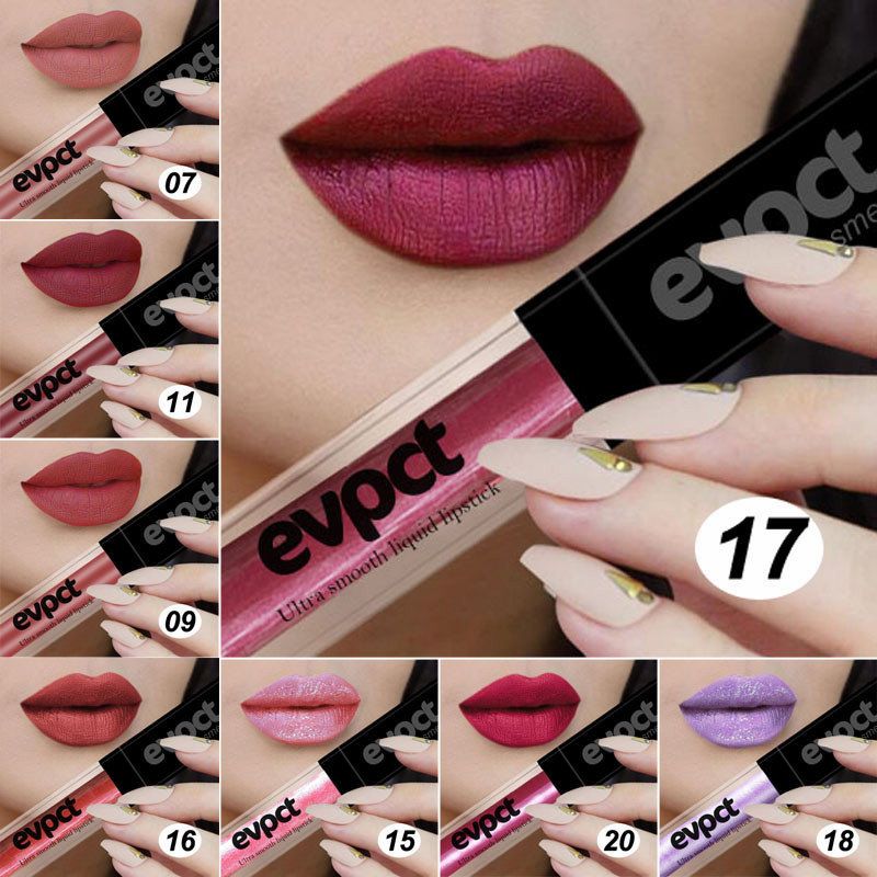 20 Farger Flytende Leppestift Metall Glitter Lipgloss Nude Matt Langvarig Leppesminke Skjønnhet