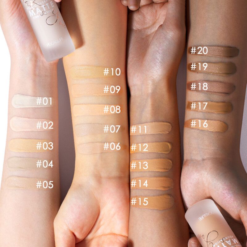 20 Farger Full Dekning Matt Flytende Foundation Naturlig Langvarig Vanntett Oil Control Concealer