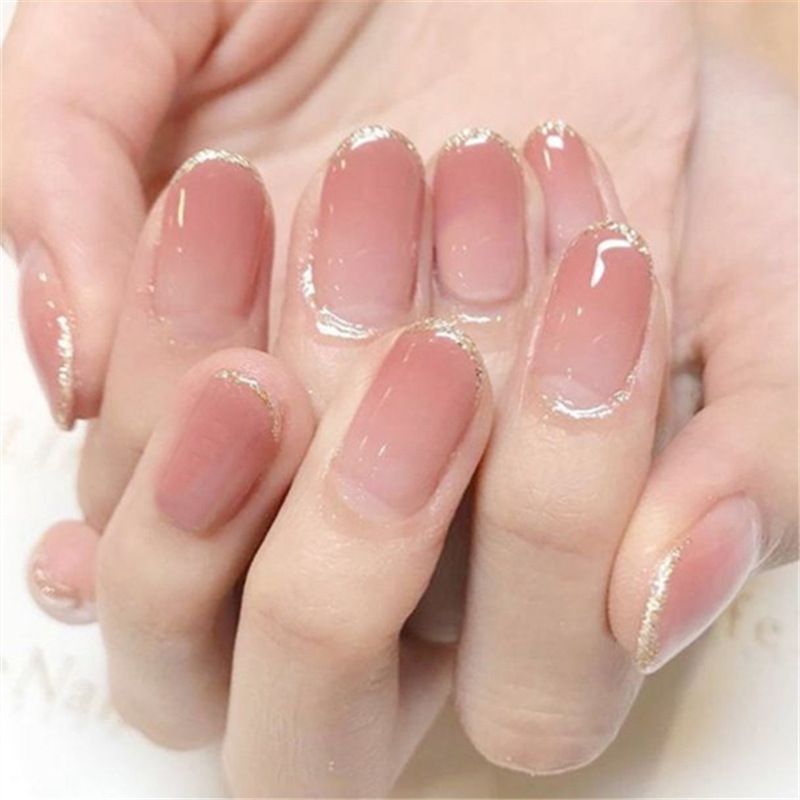 286-phnom Penh Bean Paste Gradient Fake Nail Piece Iført Art Ferdig 24 Deler Sticker