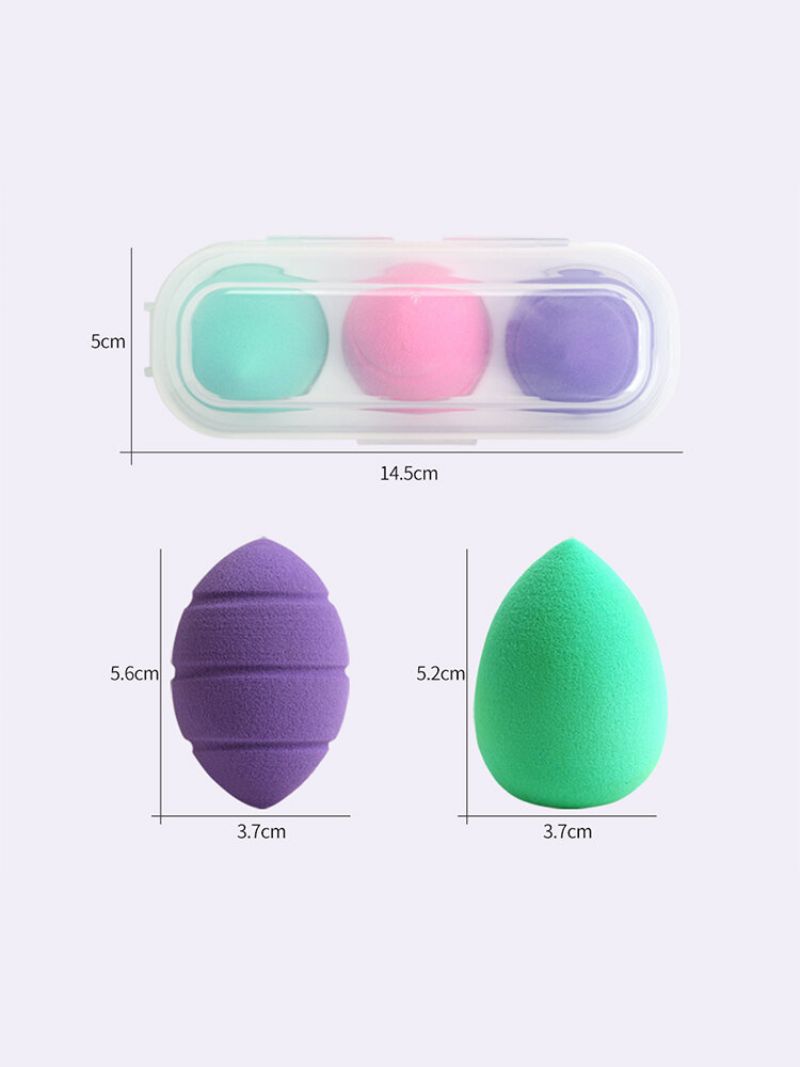 3 Stk Makeup Puff Set Wet-dry Dual-purpose Beauty Egg Tool