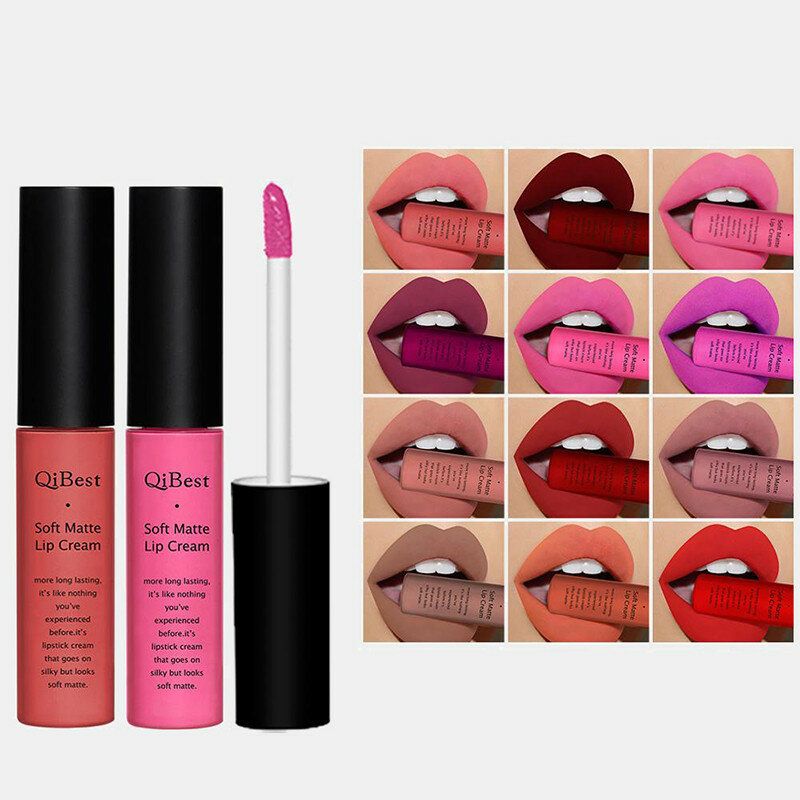 34 Farger Matt Lip Gloss Naken Langvarig Vanntett Non-fade Non Stick Cup Flytende Lip Glaze