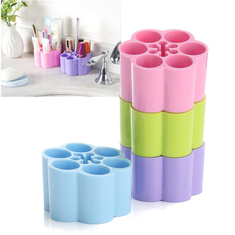 4 Farger Makeup Case Holder Display Stand Plast Kosmetisk Oppbevaringsboks Børster Organizer