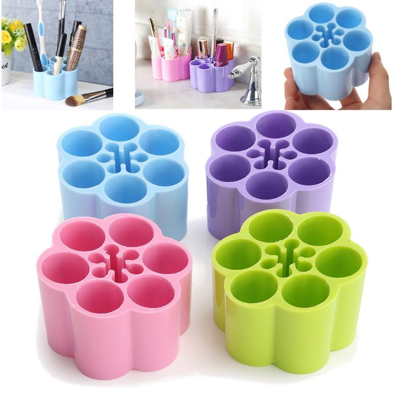 4 Farger Makeup Case Holder Display Stand Plast Kosmetisk Oppbevaringsboks Børster Organizer