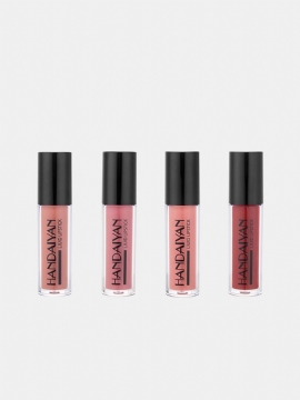 4 Stk Flytende Lipgloss Sett Naturlig Fuktighetskrem Vanntett Non-stick Kopp Matt Speil Lip Glaze Kit