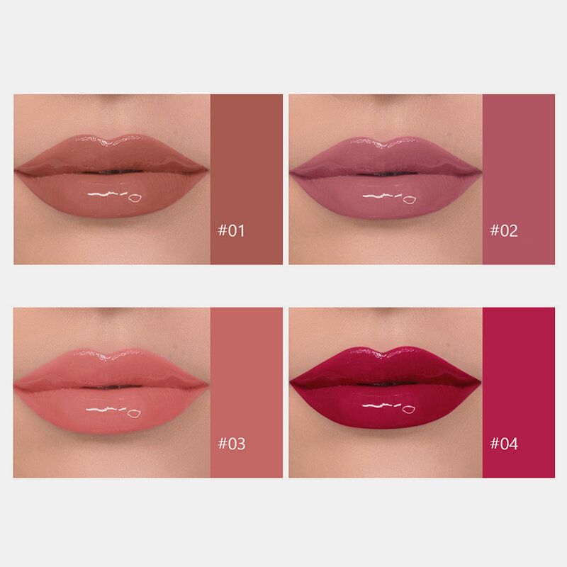 4 Stk Flytende Lipgloss Sett Naturlig Fuktighetskrem Vanntett Non-stick Kopp Matt Speil Lip Glaze Kit