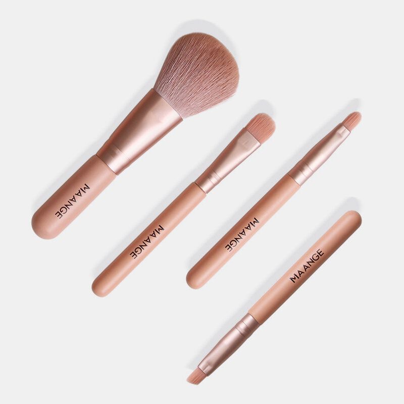 4 Stk/sett Mini Makeup Brush Kit Eye Shadow Lip Øyenbrynsbørste Blusher Beauty Tool