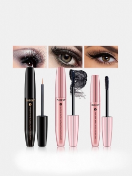 4d Fiber Mascara Sett Vanntett Uten Blooming Tykke Slanke Dyp Fuktighetsgivende Graft Øyevipper