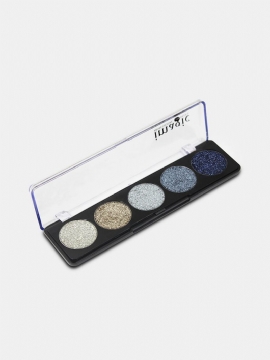 5 Farger Glitter Powder Paljett Øyenskygge Palett Perleskinnende Makeup Pigment Smoky Eye Shadow