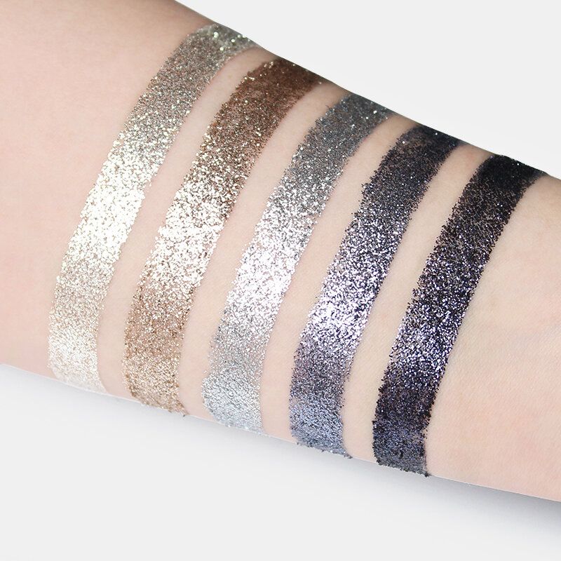 5 Farger Glitter Powder Paljett Øyenskygge Palett Perleskinnende Makeup Pigment Smoky Eye Shadow