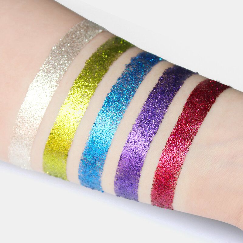 5 Farger Glitter Powder Paljett Øyenskygge Palett Perleskinnende Makeup Pigment Smoky Eye Shadow