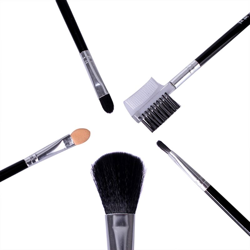 5 Sett Med Sminkebørstesett Med Teksturhåndtak Blush Foundation Brush Lepper Børste Øyenbrynsbørste