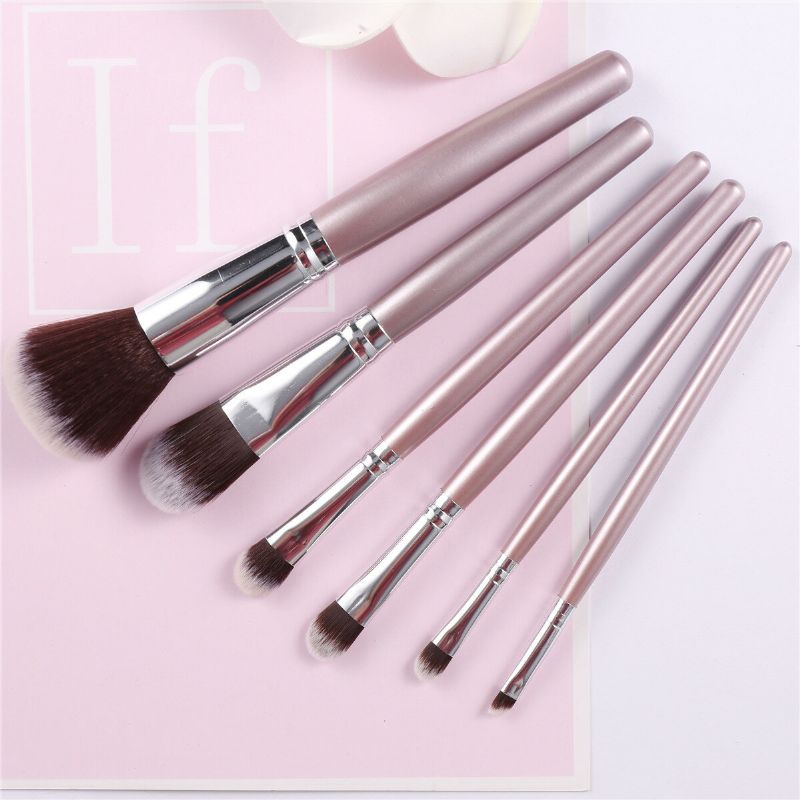 6 Stk Makeup Brushes Set Eye Shadow Foundation Blend Lips Liner Powder Kosmetikkverktøy