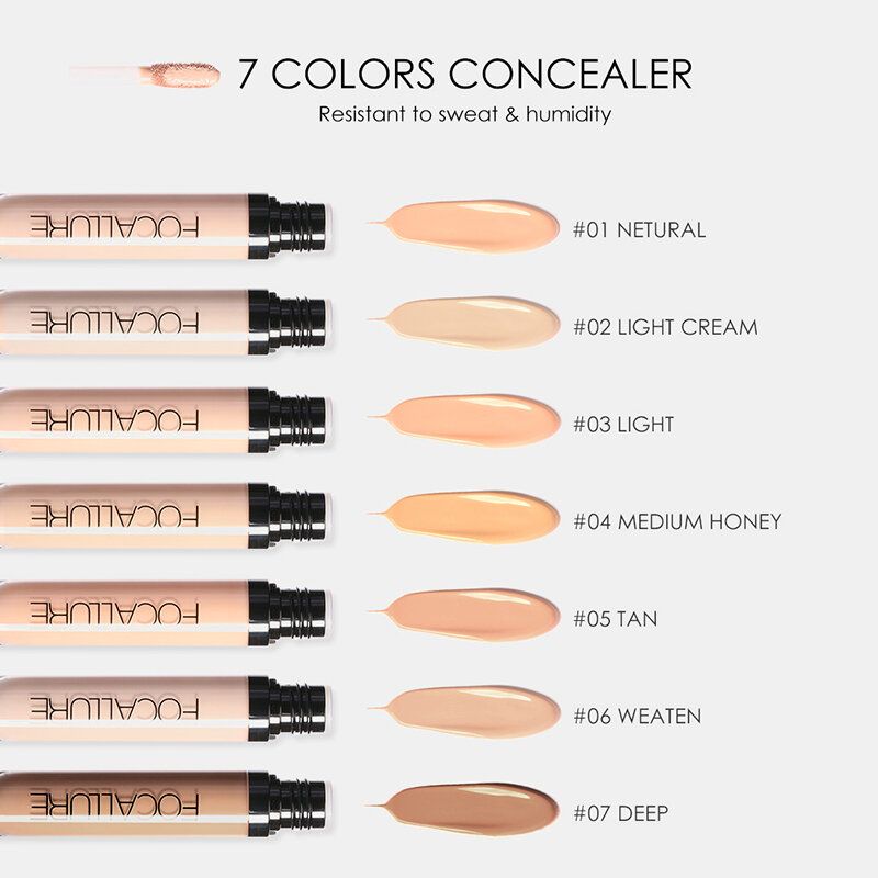 7 Farger Flytende Concealer Vanntett Øye Mørke Sirkler Flekker Full Dekning Krem