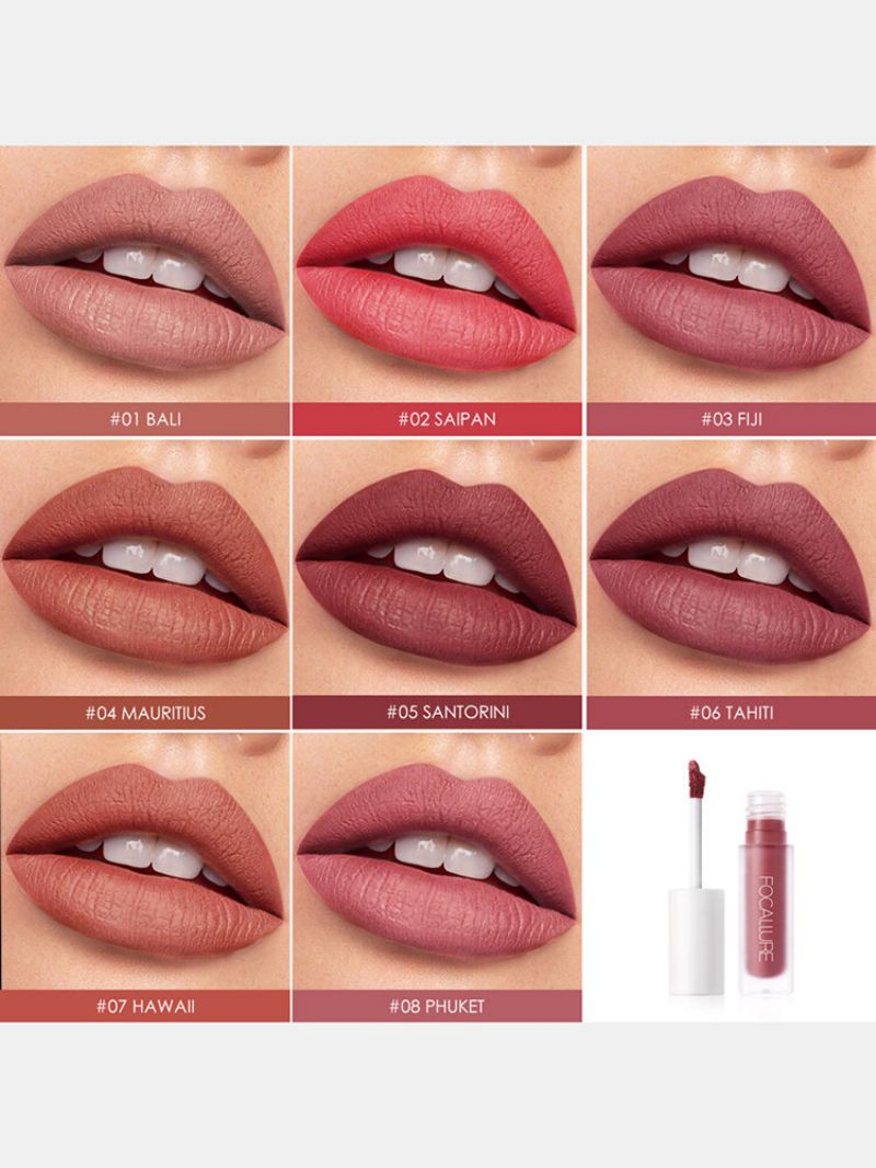 8 Farger Matt Lip Glaze Vanntett Non-stick Cup Non Fade Lip Gloss