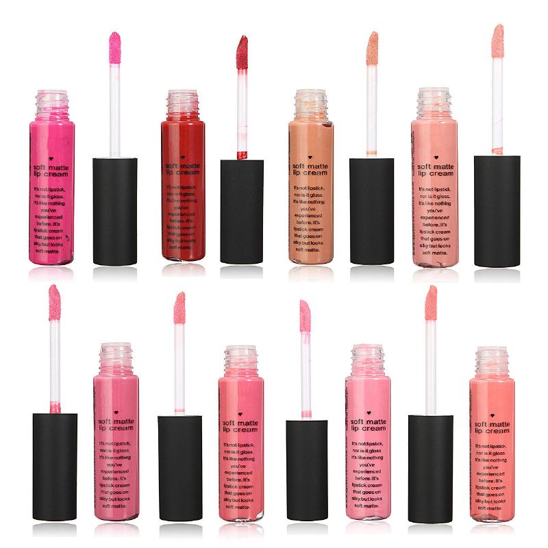 8 Farger Myk Matt Lip Gloss Liquid Stick Langvarig Makeup Kosmetisk