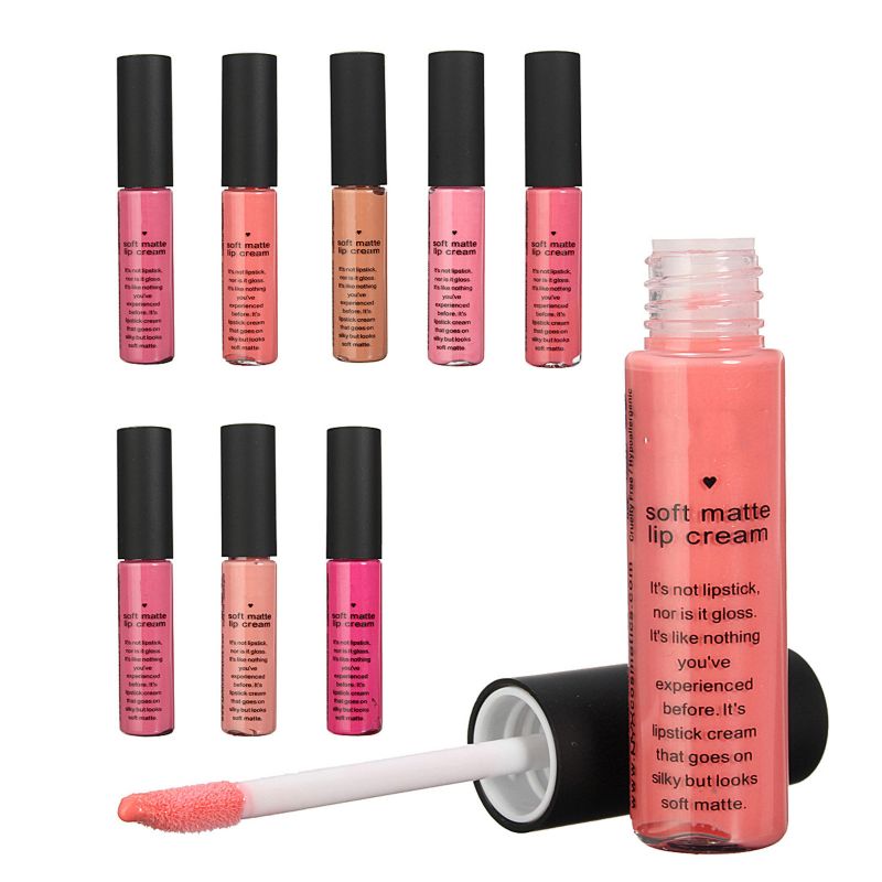 8 Farger Myk Matt Lip Gloss Liquid Stick Langvarig Makeup Kosmetisk