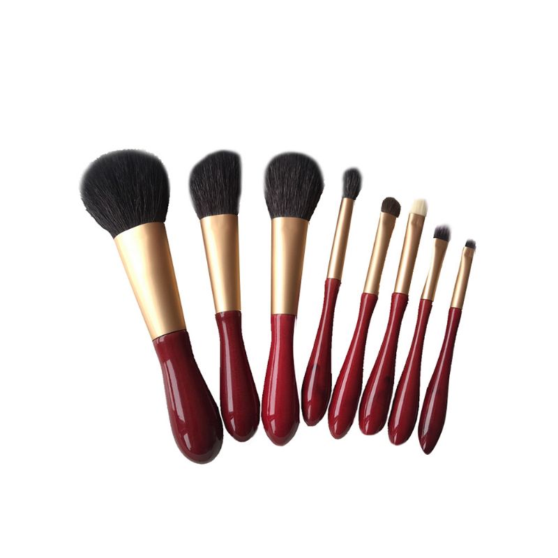 8 Stk Red Glaze Makeup Brushes Myke Kosmetiske Øyenbrynsskyggebørster Verktøysett Med Pose For Freshman Of