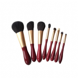 8 Stk Red Glaze Makeup Brushes Myke Kosmetiske Øyenbrynsskyggebørster Verktøysett Med Pose For Freshman Of