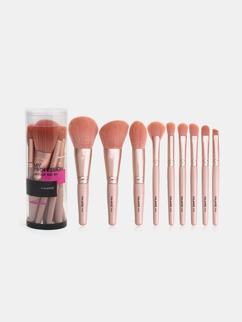 9 Stk Sminkebørster Sett For Nybegynnere Øyenskygge Blush Concealer Sminkeverktøy Med Børsteboks