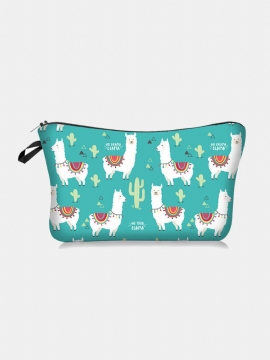 Bærbar Animal Plant Printed Makeup Bag Gitter Butterfly Kvinner Reisevask Oppbevaringspose