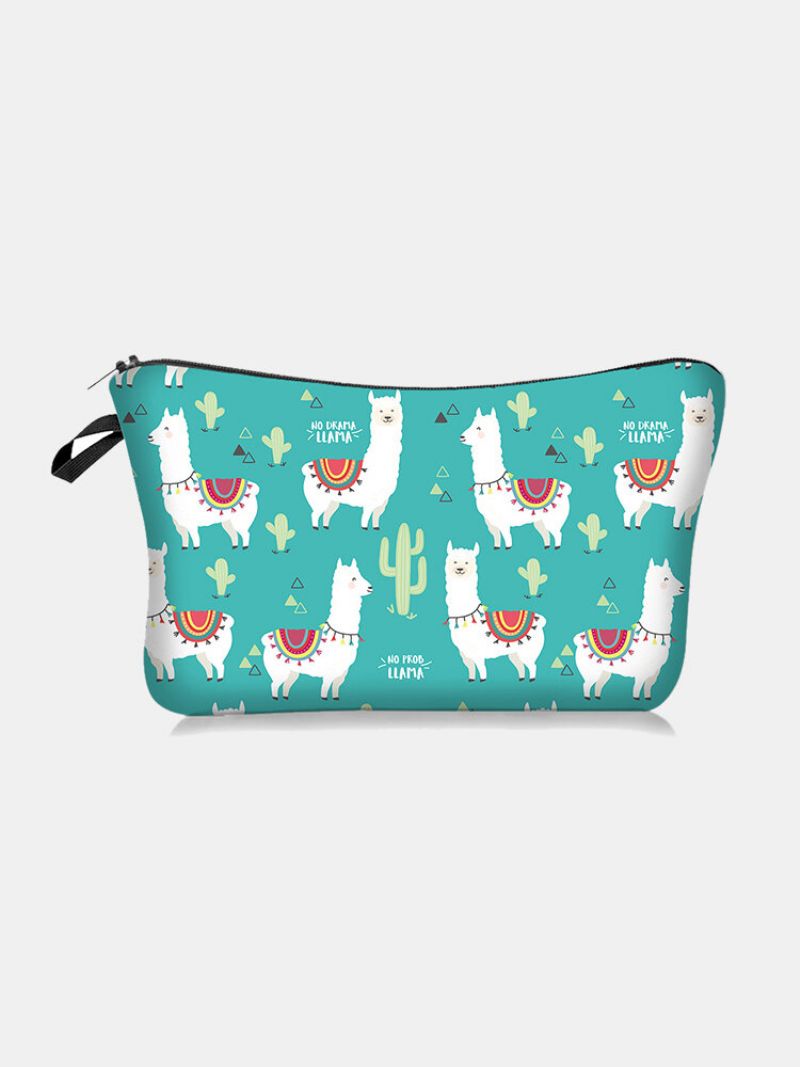 Bærbar Animal Plant Printed Makeup Bag Gitter Butterfly Kvinner Reisevask Oppbevaringspose