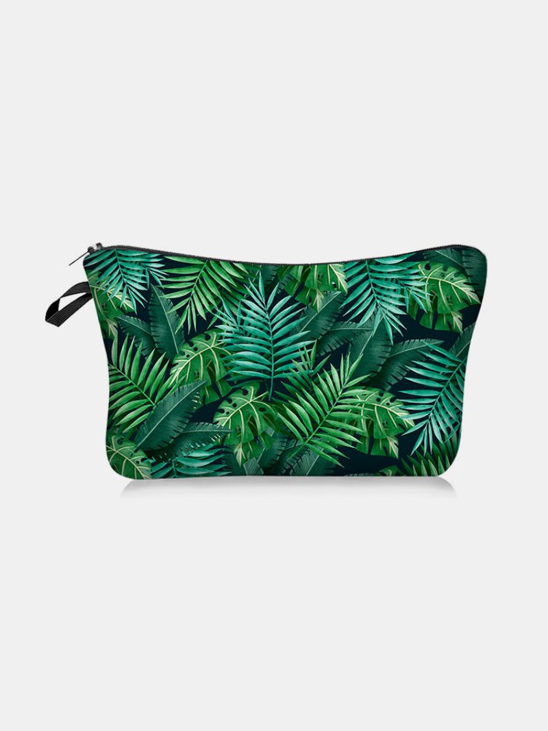 Bærbar Animal Plant Printed Makeup Bag Gitter Butterfly Kvinner Reisevask Oppbevaringspose