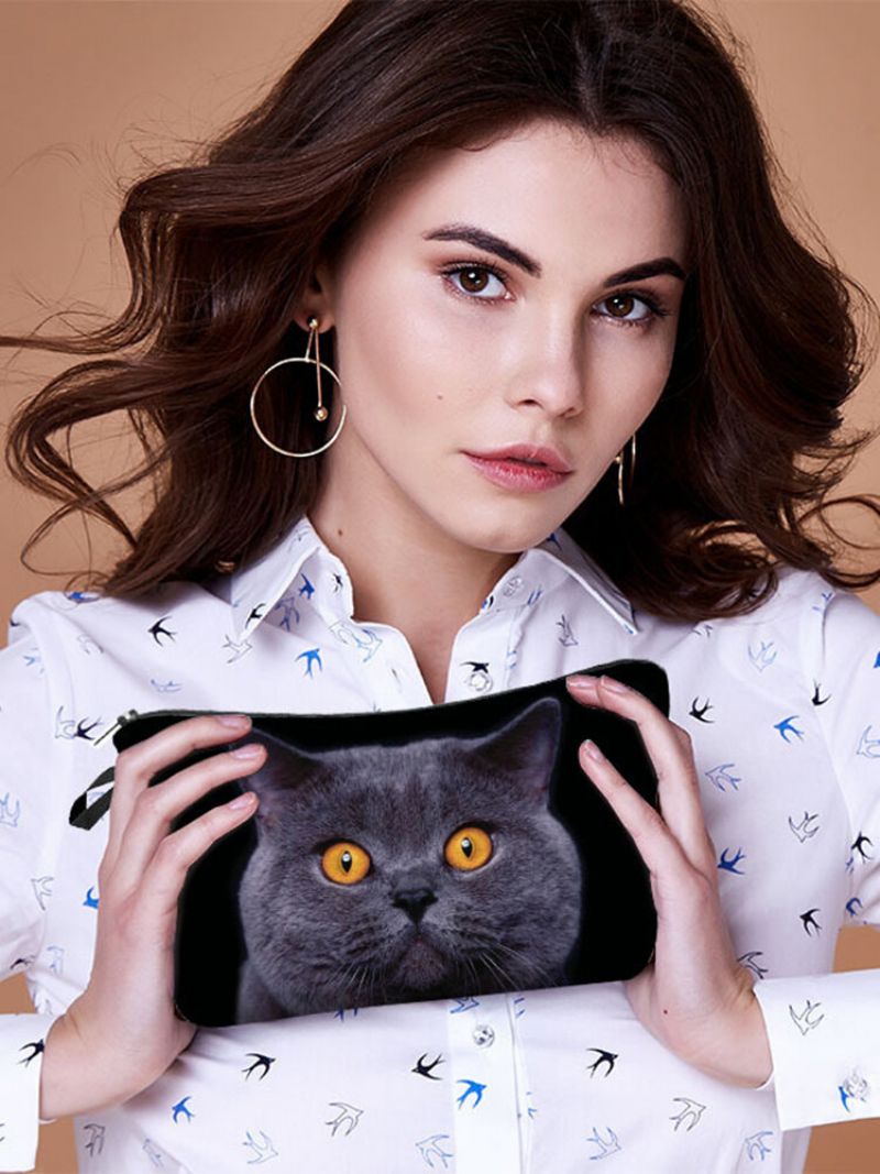 Bærbar Cat Starry Sky Printed Makeup Bag Reise Dame Wash Storage Bag