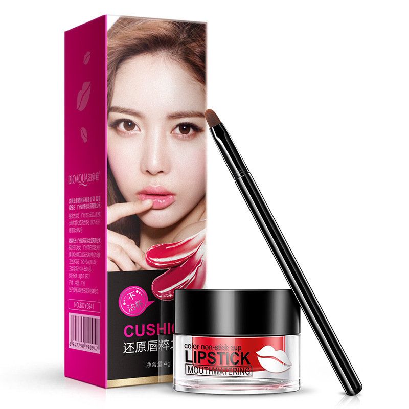 Bioaqua Air Cushion Lipstick Color Non-stick Cup Lip Gloss Kosmetisk Lepper Makeup 4 Farger