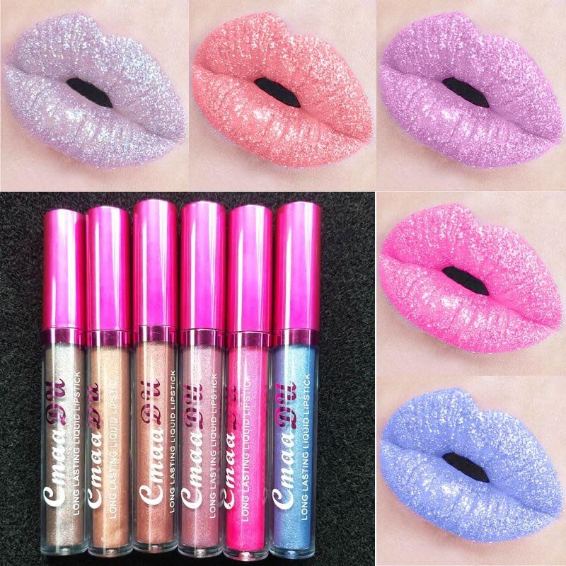 cmaadu 12 Farger Metallic Lip Gloss Gull Sparkle Nude Langvarig Vanntett Matt Flytende Leppestift