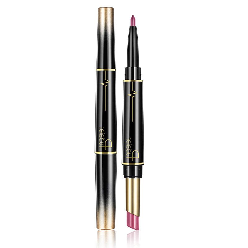 Dobbelthode Fargerik Lipstick Lip Liner Pen Langvarig Fuktighetsgivende Lip Stick Pen Lip Makeup