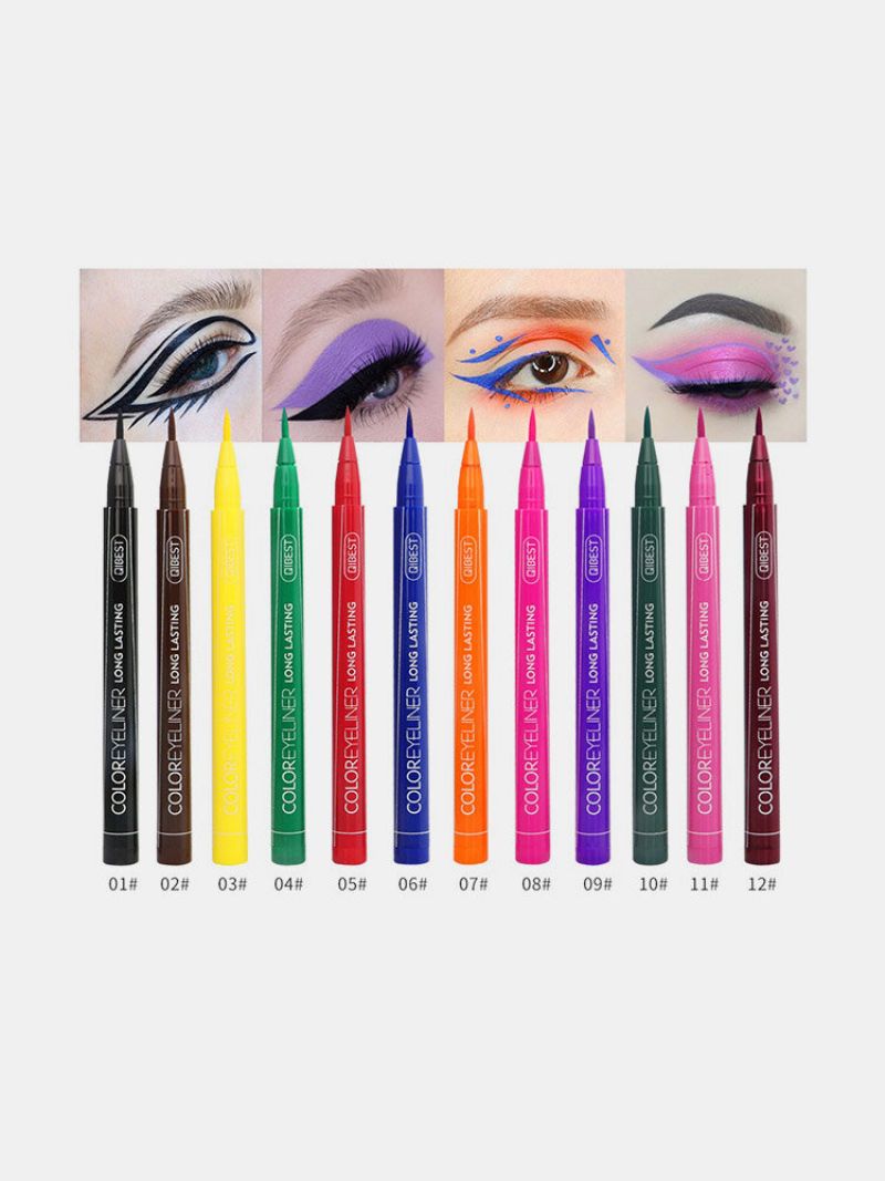 Fargerik Flytende Eyelinerpenn Vanntett Ikke Blomstrende Eyeliner Langvarig Eyelinerblyant