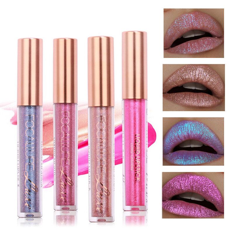 Focallure Glitter Farge Matt Lip Gloss Diamond Sand Sexy Pearl Liquid Lipstick 6 Farger