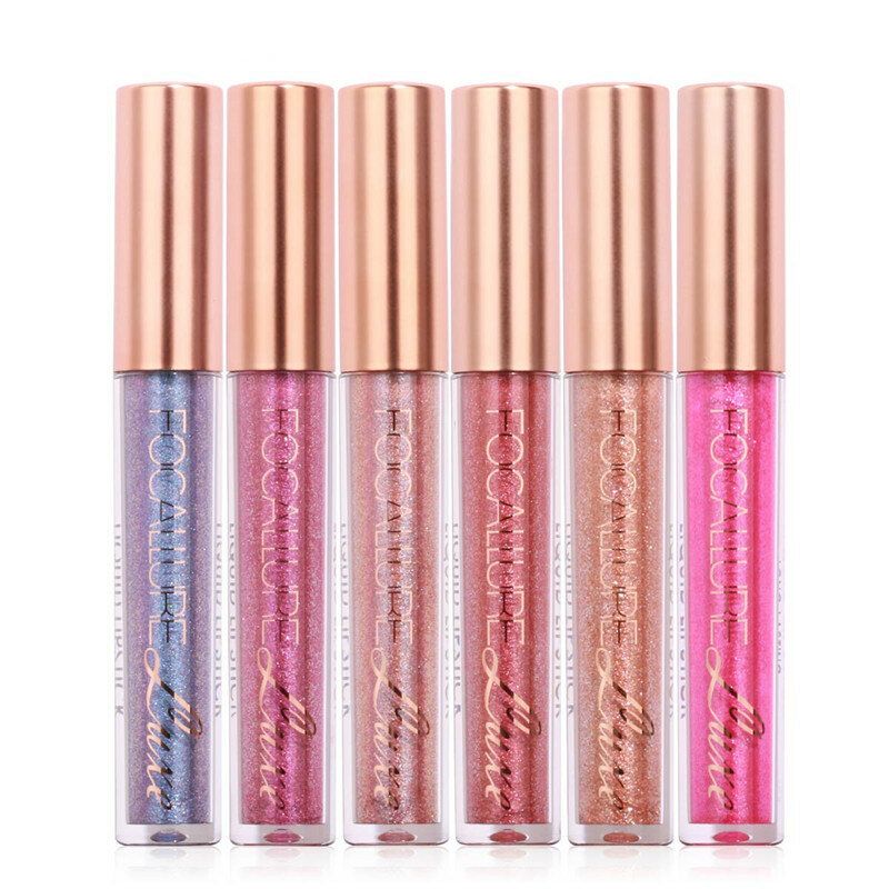 Focallure Glitter Farge Matt Lip Gloss Diamond Sand Sexy Pearl Liquid Lipstick 6 Farger