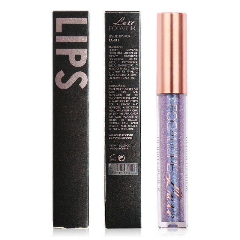 Focallure Glitter Farge Matt Lip Gloss Diamond Sand Sexy Pearl Liquid Lipstick 6 Farger