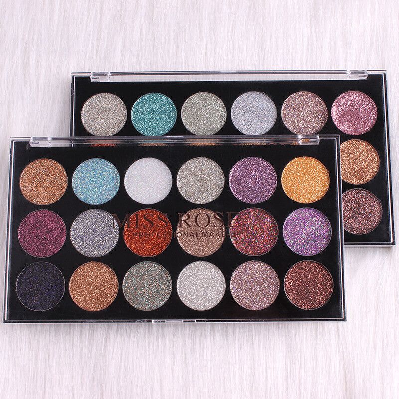 Glitter Eyeshadow Palette 18 Farger Shimmer Langvarig Highlighter Øyenskygge