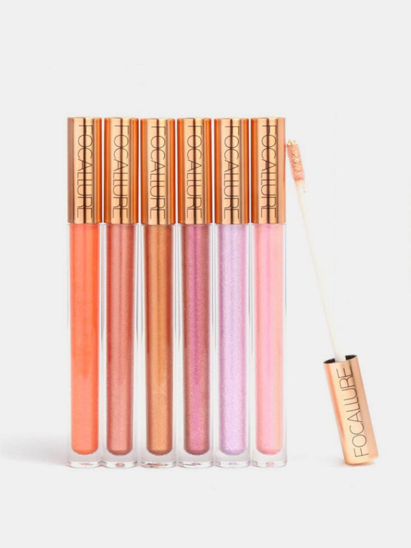 Glitter Lip Gloss Makeup Langvarig Nude Shimmer Metallic Liquid Lipstick