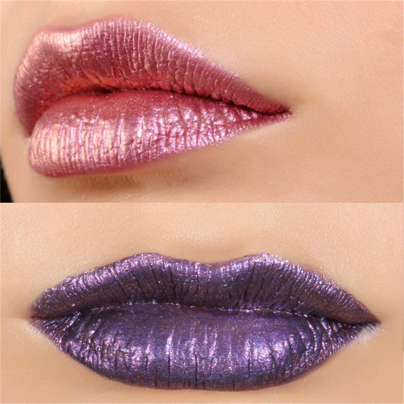 Glitter Lip Gloss Makeup Langvarig Nude Shimmer Metallic Liquid Lipstick