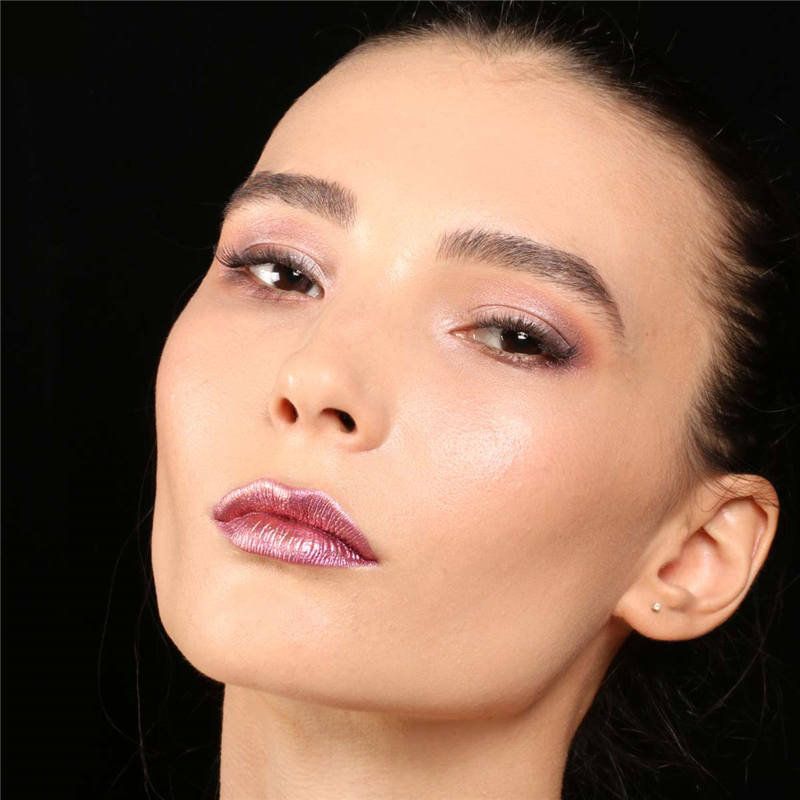 Glitter Lip Gloss Makeup Langvarig Nude Shimmer Metallic Liquid Lipstick