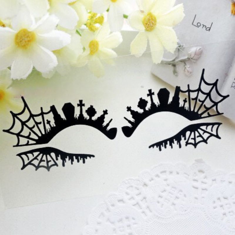 Halloween Kunstneriske Øyeklistremerker Spider Web Hollow Out Paper Cutting Makeup Eyeliner Mask