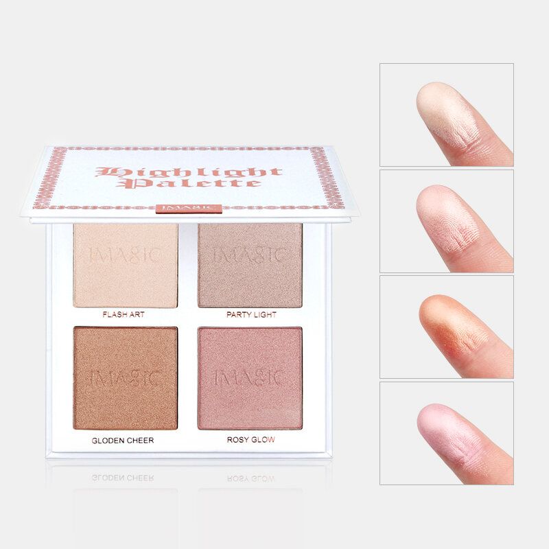 Imagic 4 Colors Highlighter Powder Palette Shimmer Contouring Highlight Face Bronzer Makeup