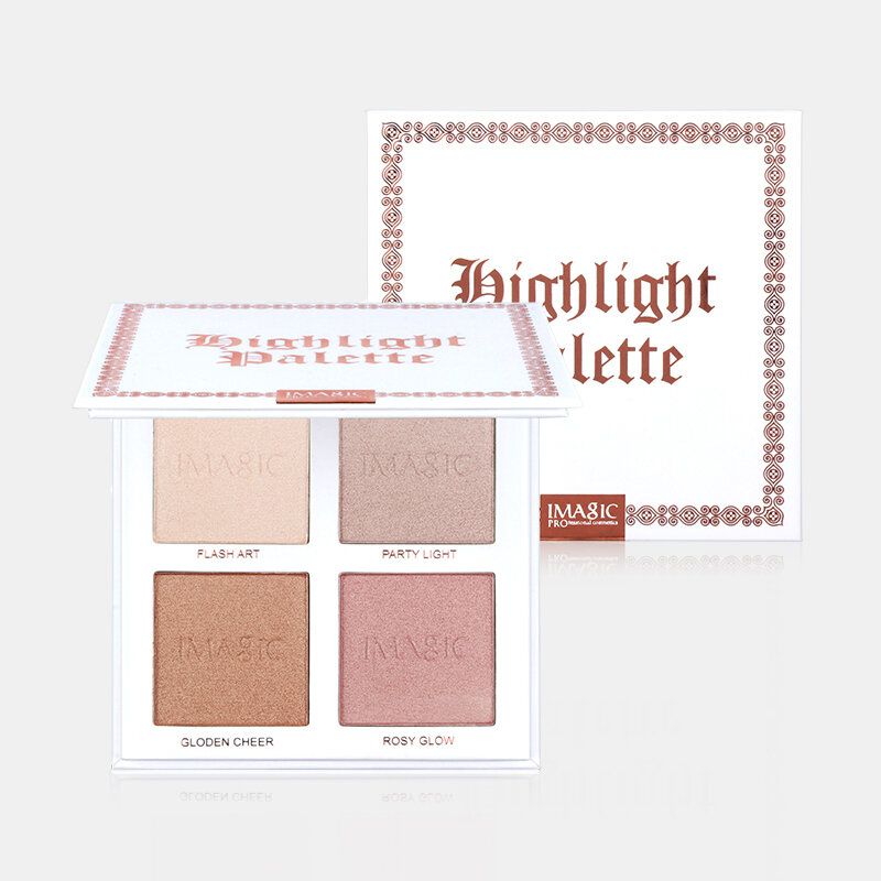 Imagic 4 Colors Highlighter Powder Palette Shimmer Contouring Highlight Face Bronzer Makeup