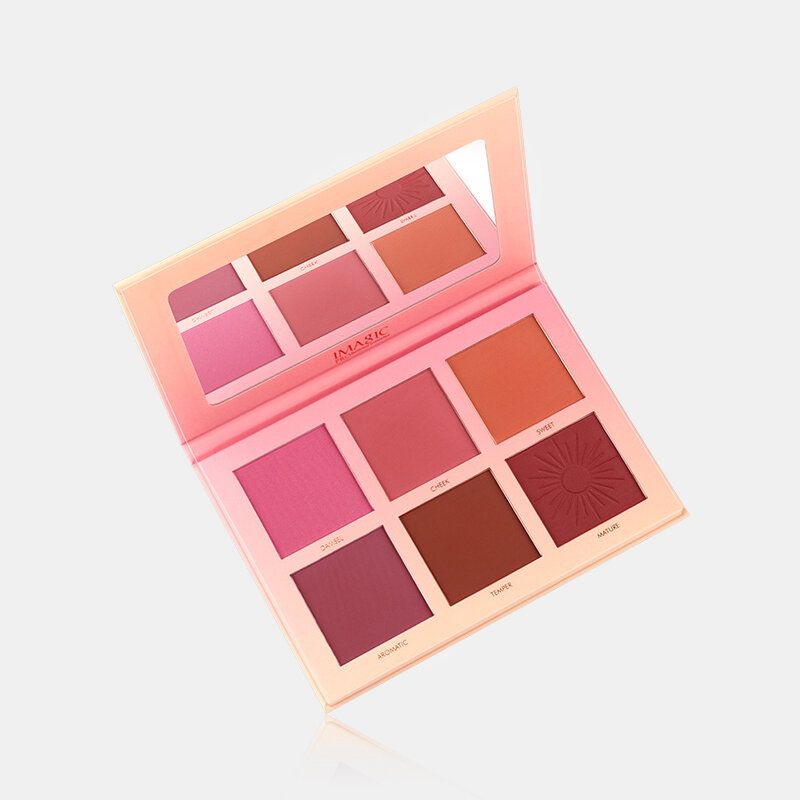 Imagic Blush Makeup Palette 6 Farger Profesjonell Kinnblush Pearl Orange Pigment Blushes