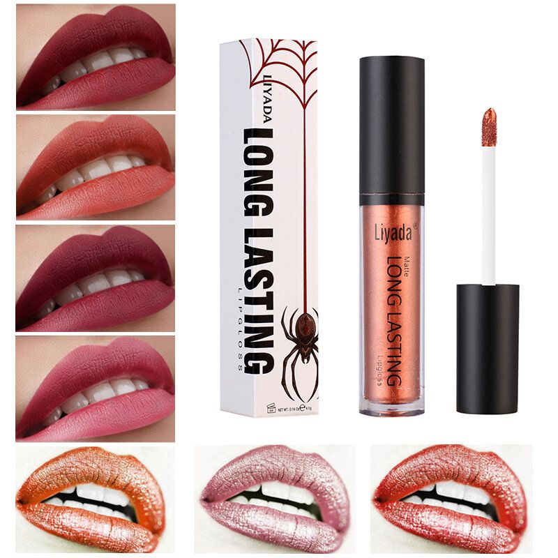 Liyada Vannfast Matt Metallic Lip Gloss Cosmetics Flytende Leppestift Langvarige Lepper