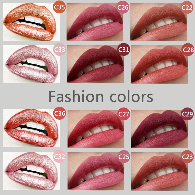 Liyada Vannfast Matt Metallic Lip Gloss Cosmetics Flytende Leppestift Langvarige Lepper