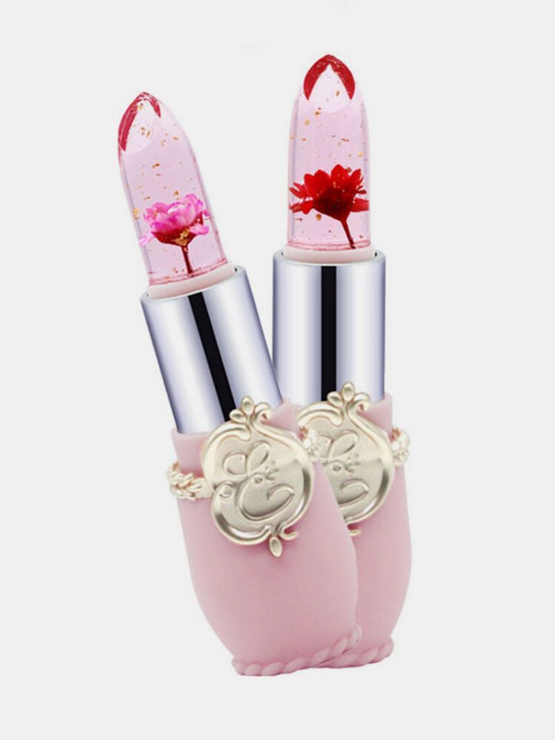 Minfei Temperaturendring Farge Flower Jelly Lipstick Vanntett Transparent Lips Balm Langvarig Leppestift