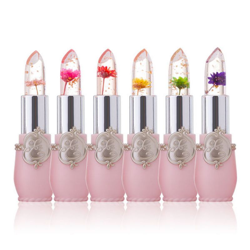 Minfei Temperaturendring Farge Flower Jelly Lipstick Vanntett Transparent Lips Balm Langvarig Leppestift